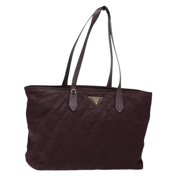 PRADA Tote Bag Nylon Purple Gold Auth 133866 - Picture 1 of 16